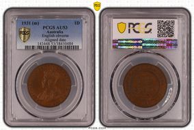 1931 (m) 1D English obverse Aligned date AU53BN