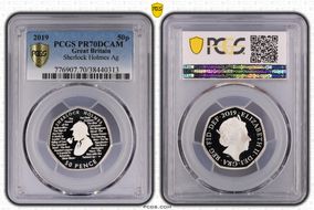 2019 50p S-H52 Sherlock Holmes Ag PR70DCAM