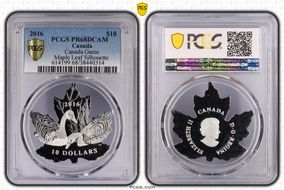 2016 $10 Canada Geese Maple Leaf Silhouette PR68DCAM