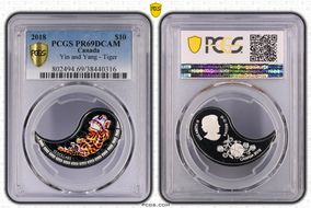 2018 $10 Yin and Yang - Tiger PR69DCAM