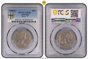 1966(L) 20C Wavy "2" VF30