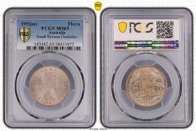 1953(m) Florin Small Rev. Denticles KM-54  Ag MS65