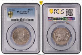 1954(m) Florin KM-54  Ag MS64