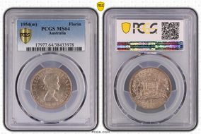 1954(m) Florin KM-54  Ag MS64