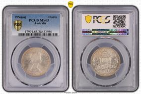 1956(m) Florin KM-60  Ag MS65