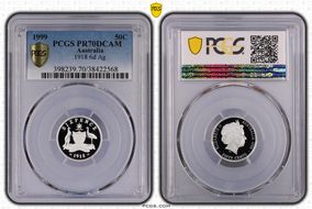 1999 50C 1918 6d Ag PR70DCAM