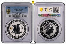 2001 $1 Kookaburra Ag-Federation Star Privy MS69