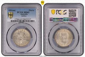 1951(m) Florin Jubilee KM-47  Ag MS63