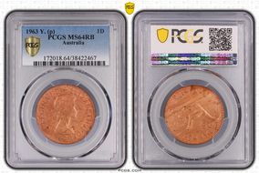 1963 Y. (p) 1D KM-56 MS64RB