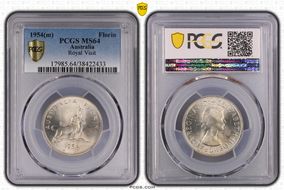 1954(m) Florin Royal Visit KM-55  Ag MS64