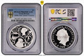 2019 £5 200th Ann. Queen Victoria Ag PR69DCAM