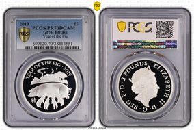 2019 £2 Year of the Pig PR70DCAM