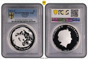 2012-P $1 Year of the Dragon Ag PR69DCAM