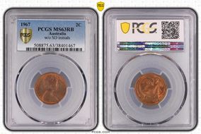 1967 2C w/o SD initials MS63RB