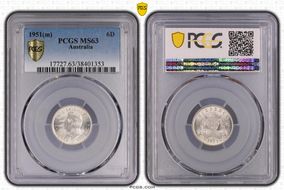 1951(m) 6D KM-45  Ag MS63