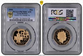 2006 50p S-H15 VC-Medal Au PR70DCAM