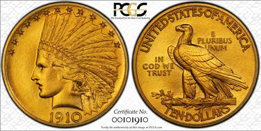 1910 $10 PR66+