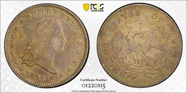 1795 $1 Flowing Hair, BB-14 AU50