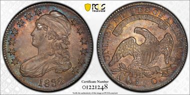 1832 50C Small Letters MS64