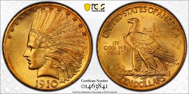 1910-D $10 AU58+