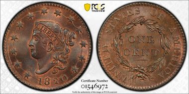 1820 1C Large Date MS66RB