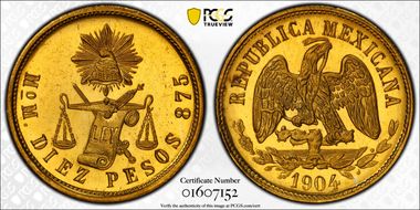 1904-Mo M 10 Peso MS64PL