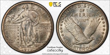 1917-D 25C Type 1 MS63FH