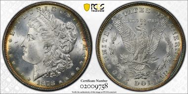 1878 8TF $1 VAM 17, Diagonal in 8 MS65