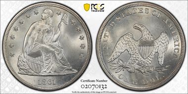 1861 $1 MS66