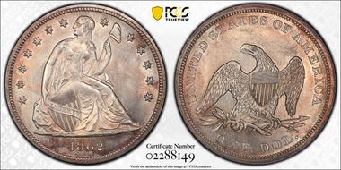 1862 $1 MS63+
