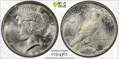 1922 $1 VAM 5A, Scar Cheek MS61