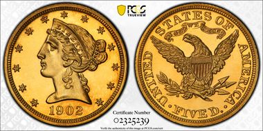 1902 $5 PR63