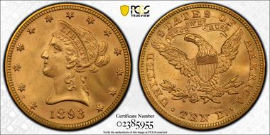 1893 $10 MS64+