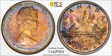 1965 S$1 Type 3 Lg Beads, Bl 5 Ag PL67