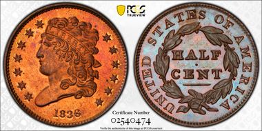 1836 1/2C Original PR66RB