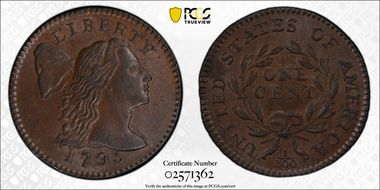1795 1C Lettered Edge MS64BN