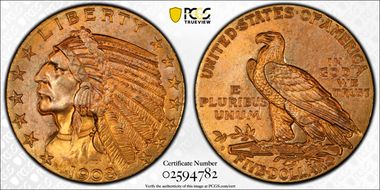 1908-D $5 MS65+