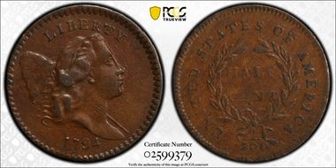 1794 1/2C High Relief Head, C-9 XF45BN