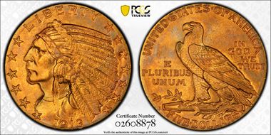 1913-S $5 MS64