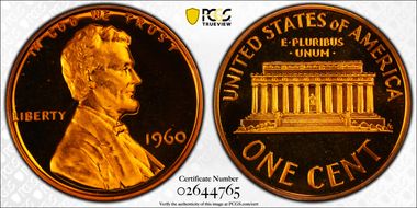 1960 1C Large Date PR68DCAM