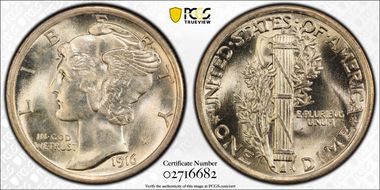 1916 10C Mercury MS65FB