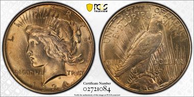 1934-D $1 VAM 3, DDO, Medium D MS62