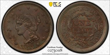 1843 1C N-4, Petite Head, Lg Lt MS65BN