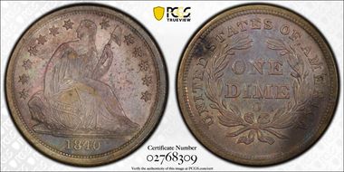 1840-O 10C No Drapery AU50