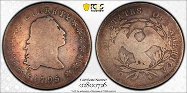 1795 $1 Flowing Hair, 3 Leaves G4