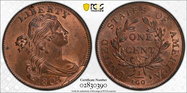 1803 1C S-254 Sm Date, Sm Frac MS64RD