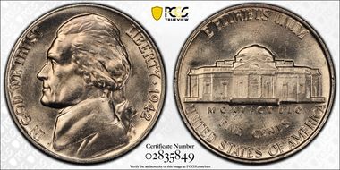 1942 5C Nickel MS65FS