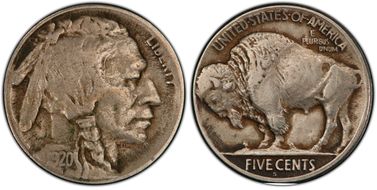 1920-S 5C 2 Feathers, FS-401 VF25