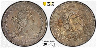 1796 $1 Small Date, Small Letters AU53