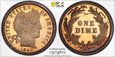 1893-O 10C MS68+ PL